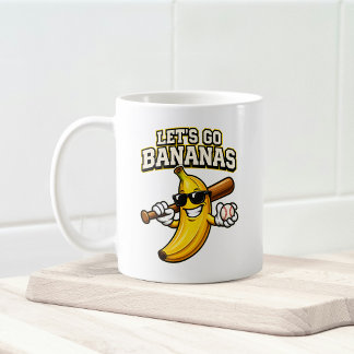 Lets Go Bananas Retro Baseball Banana Funny Koffiemok