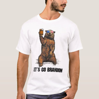 Lets Go Brandon Bear Drinking T-shirt