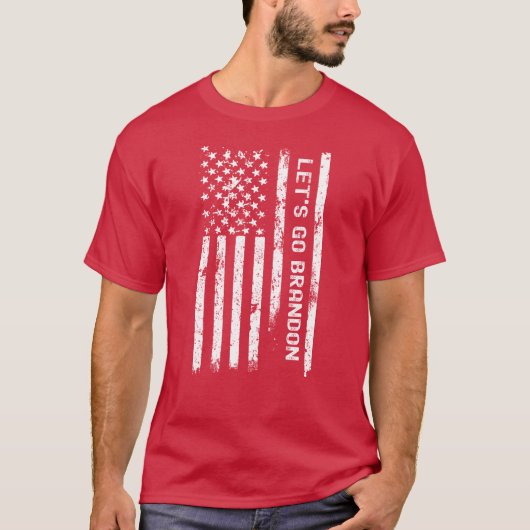 Lets Go Brandon - Distressed US Flag T-shirt (Voorkant)