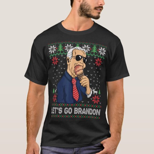 Let's Go Brandon Funny Biden Meme Ugly Christmas T-shirt (Voorkant)