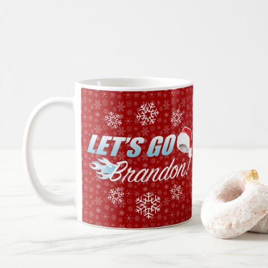 Lets Go Brandon Funny Kerstmis Koffiemok (Met donut)