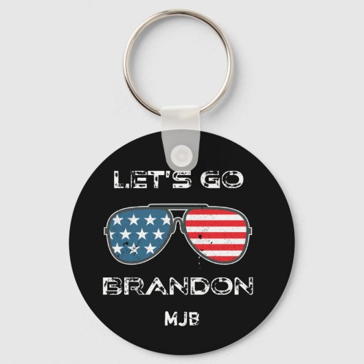Lets Go Brandon Funny Meme Biden Monogram Sleutelhanger (Voorkant)