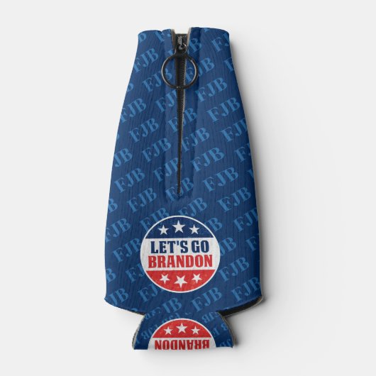 Lets Go Brandon grappige anti Biden Pro troef 2024 Flesjeskoeler (Achterkant)