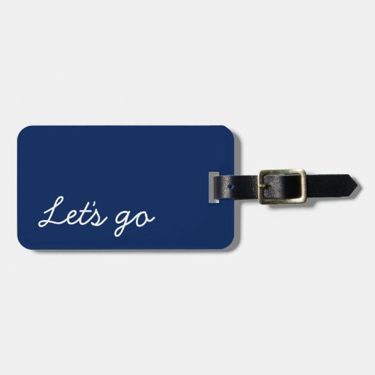 Let's Go Custom Navy Blue Bagagelabel (Voorkant horizontaal)