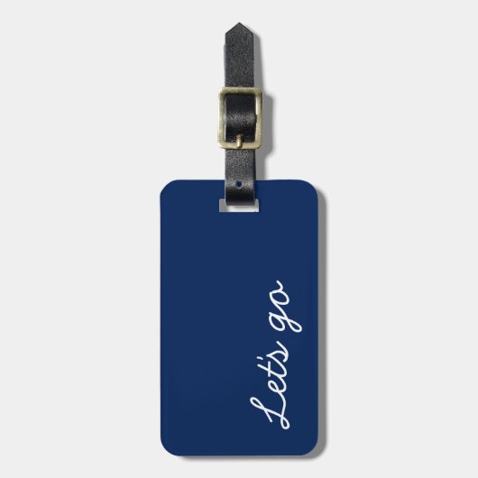 Let's Go Custom Navy Blue Bagagelabel (Voorkant verticaal)
