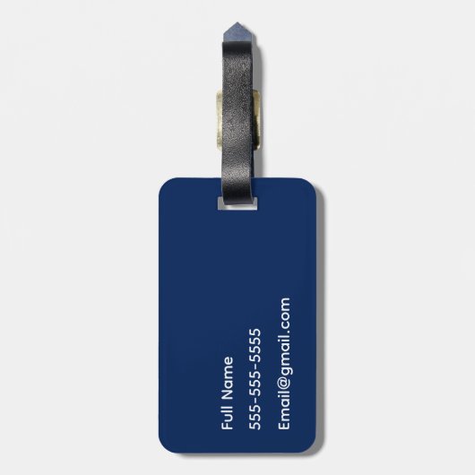 Let's Go Custom Navy Blue Bagagelabel (Achterkant verticaal)