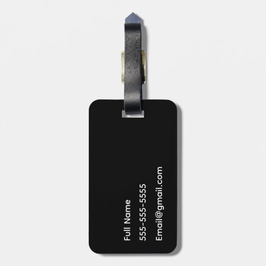 Let's Go Custom Zwart-wit Bagagelabel (Achterkant verticaal)