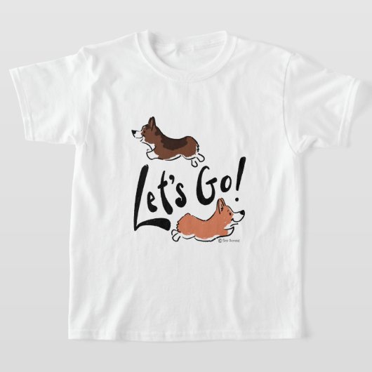 "Let's Go" Cute Corgi Fun Graphic White Kids' T-shirt (Laagn)