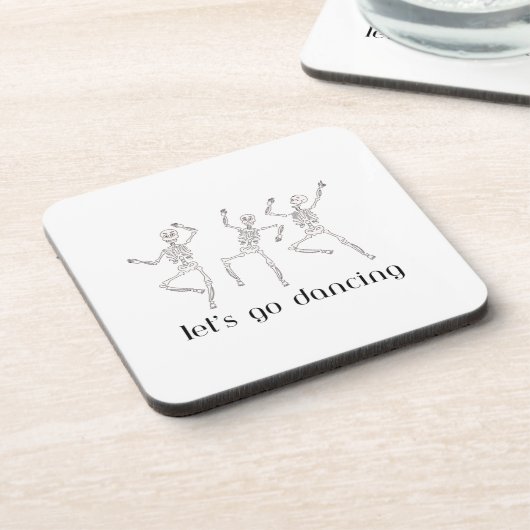 Lets Go Dancing met 3 skeletten op een onderzetter (Linkerzijde)