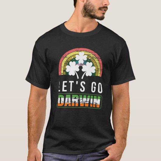 Let's Go Darwin With St. Patrick's Day Funny Vinta T-shirt (Voorkant)