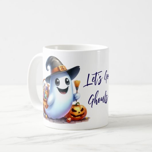 Let's Go Ghouls, 2 Schattigee spook Halloween Koffiemok (Voorkant links)