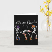 Let's Go Ghouls Dancing Skeleton Cowboy Western Ha Kaart (Gele Bloem)