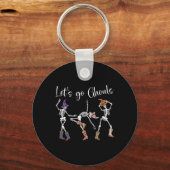Let's Go Ghouls Dancing Skeleton Cowboy Western Ha Sleutelhanger (Voorkant)