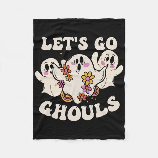 Lets Go Ghouls Kostuum Halloween Pumpkin Ghost Fleece Deken (Voorkant)