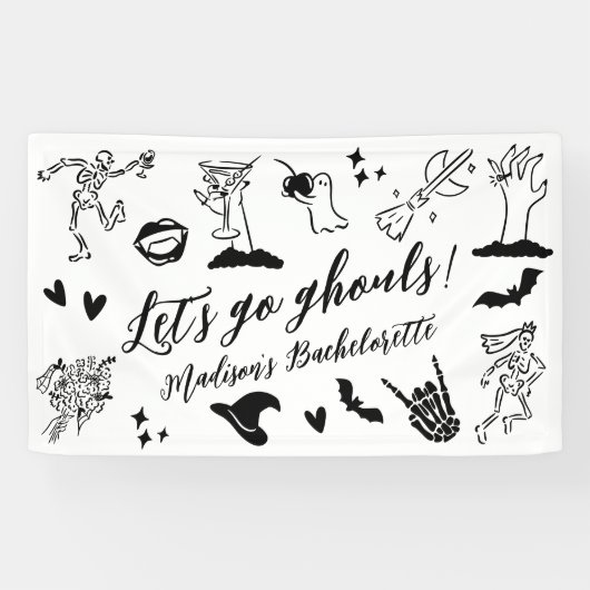 Let's Go Ghouls Spooky Whimsical Bachelorette Spandoek (Horizontaal)