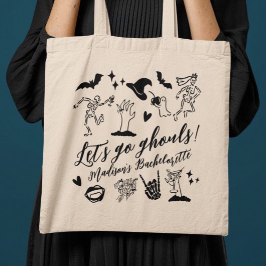Let's Go Ghouls Spooky Whimsical Bachelorette Tote Bag