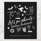 Let's Go Ghouls Spooky Whimsical Meidenavond Wijn Etiket (Enkel label)