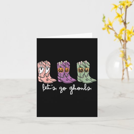 Let's Go Ghouls Western Cowgirl Boots Soky Hallowe Kaart (Gele Bloem)
