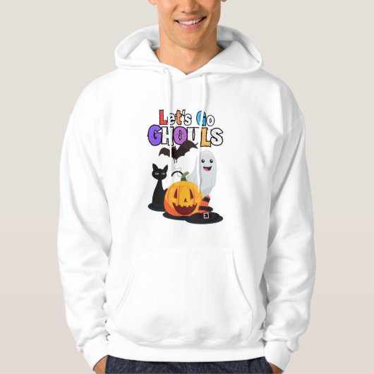 Let's Go GHOULS: Zwart en Sinaasappel Spooky Hallo Hoodie (Voorkant)