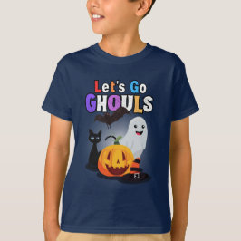 Let's Go GHOULS: Zwart en Sinaasappel Spooky Hallo T-shirt
