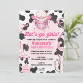 Let's Go Girls Cowgirl Rodeo Disco Uitnodiging (Staand voorkant)