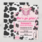 Let's Go Girls Cowgirl Rodeo Disco Uitnodiging (Voorkant / Achterkant)