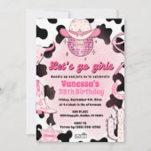 Let's Go Girls Cowgirl Rodeo Disco Uitnodiging (Voorkant)