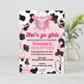Let's Go Girls Cowgirl Rodeo Disco Uitnodiging (Staand voorkant)