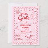 Let's Go Girls Cowgirl Roze en Rode Bachelorette Kaart (Voorkant)