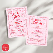 Let's Go Girls Cowgirl Roze en Rode Bachelorette Kaart