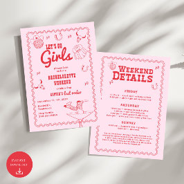 Let's Go Girls Cowgirl Roze en Rode Bachelorette Kaart