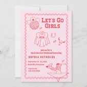 Let's Go Girls Cowgirl Roze en Rode Bachelorette Kaart (Voorkant)