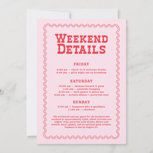 Let's Go Girls Cowgirl Roze en Rode Bachelorette Kaart (Achterkant)