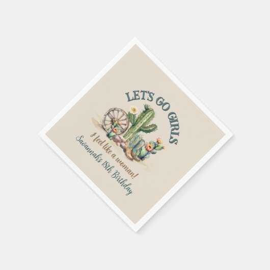 Lets Go Girls Cowgirl Western verjaardagsfeestje Servet (Hoek)