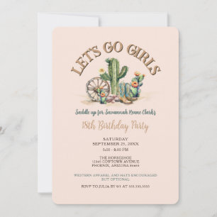 Lets Go Girls Cowgirl Westerne Cactus Verjaardag Kaart