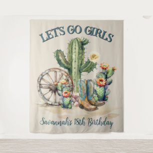 Lets Go Girls Cowgirl Westerne verjaardagsfoto Wandkleed