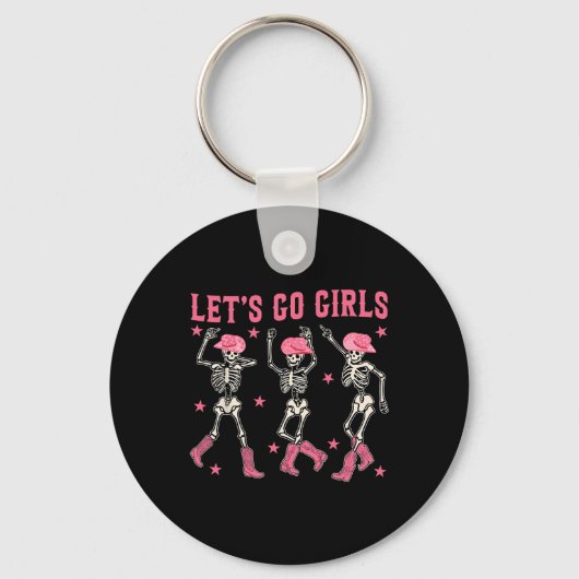 Let's Go Girls Dancing Skeleton Western Bacheloret Sleutelhanger (Voorkant)