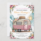 Let's Go Glamping Girl's Boho Camper Birthday Pa Kaart (Voorkant)