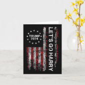 Let's Go Harry Funny Trump 2024 Amerikaanse vlag V Kaart (Gele Bloem)