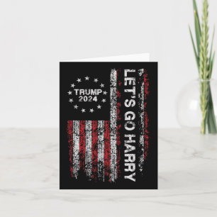 Let's Go Harry Funny Trump 2024 Amerikaanse vlag V Kaart