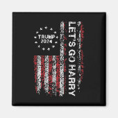 Let's Go Harry Funny Trump 2024 Amerikaanse vlag V Magneet (Voorkant)