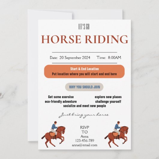 Let's Go Horse Riding Invitation Kaart (Voorkant)