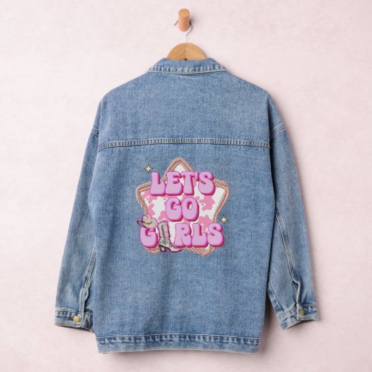 Let's Go Meisjes Roze Ster Western Denim Jacket (Hangar)