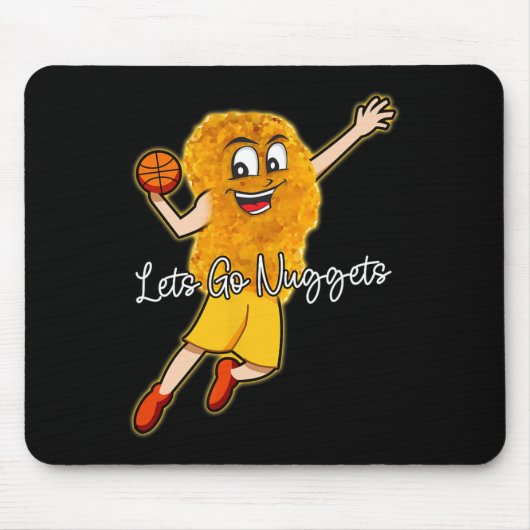 Lets Go Nuggets - Kip Nugget Bysketbyll Speler Muismat (Voorkant)