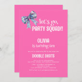 Lets Go Party Squad Dubbele cijfers Roze 10e feest Kaart (Voorkant / Achterkant)