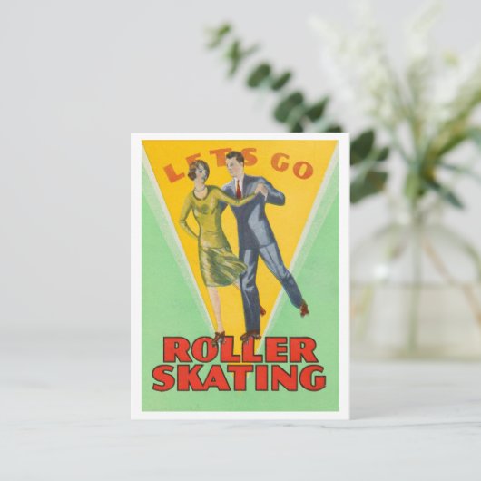"Let's Go Roller Skating" Briefkaart (Staand voorkant)
