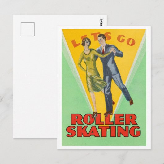 "Let's Go Roller Skating" Briefkaart (Voorkant / Achterkant)