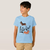 "Let's Go" Schattigee Corgi Fun Graphic Blue Kinde T-shirt (Voorkant volledig)