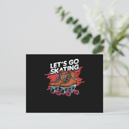 Lets Go Skating Inline Skater Roller Skates Gift Briefkaart (Staand voorkant)