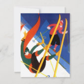 "LET'S GO SKIING", kunstdecostijl skiing Uitnodigi Kaart (Voorkant)